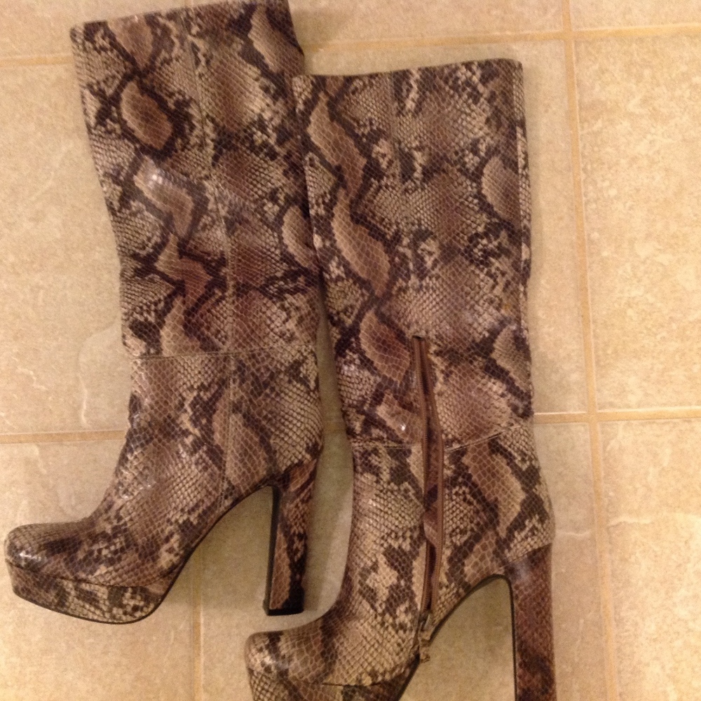 Knee High Faux Snakeskin Boots